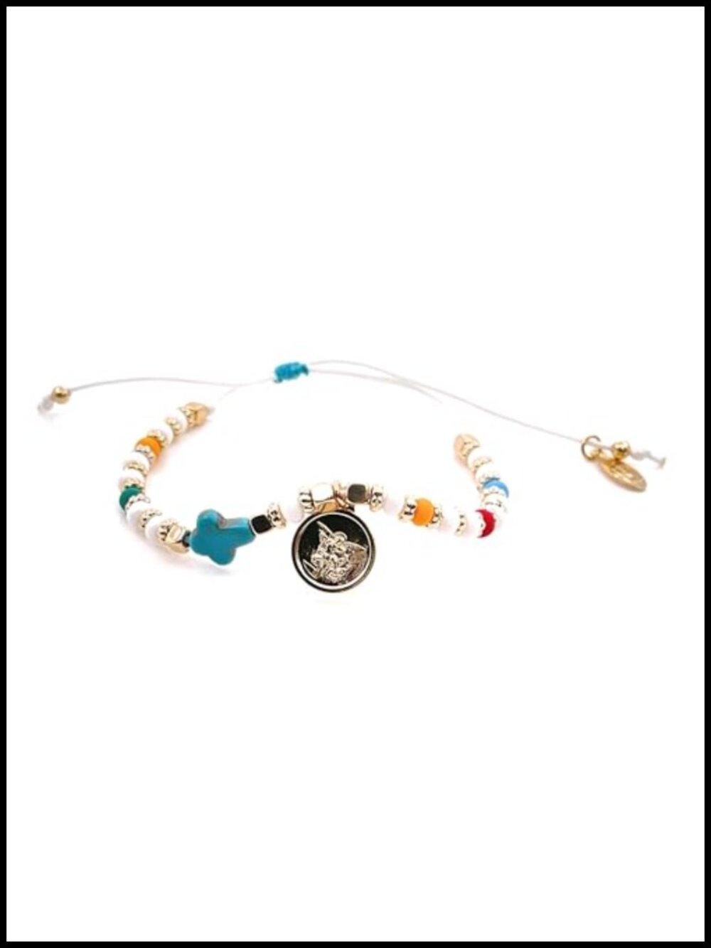 Adjustable Beaded Guardian Angel St Michael Bracelet Handmade Religious Cross